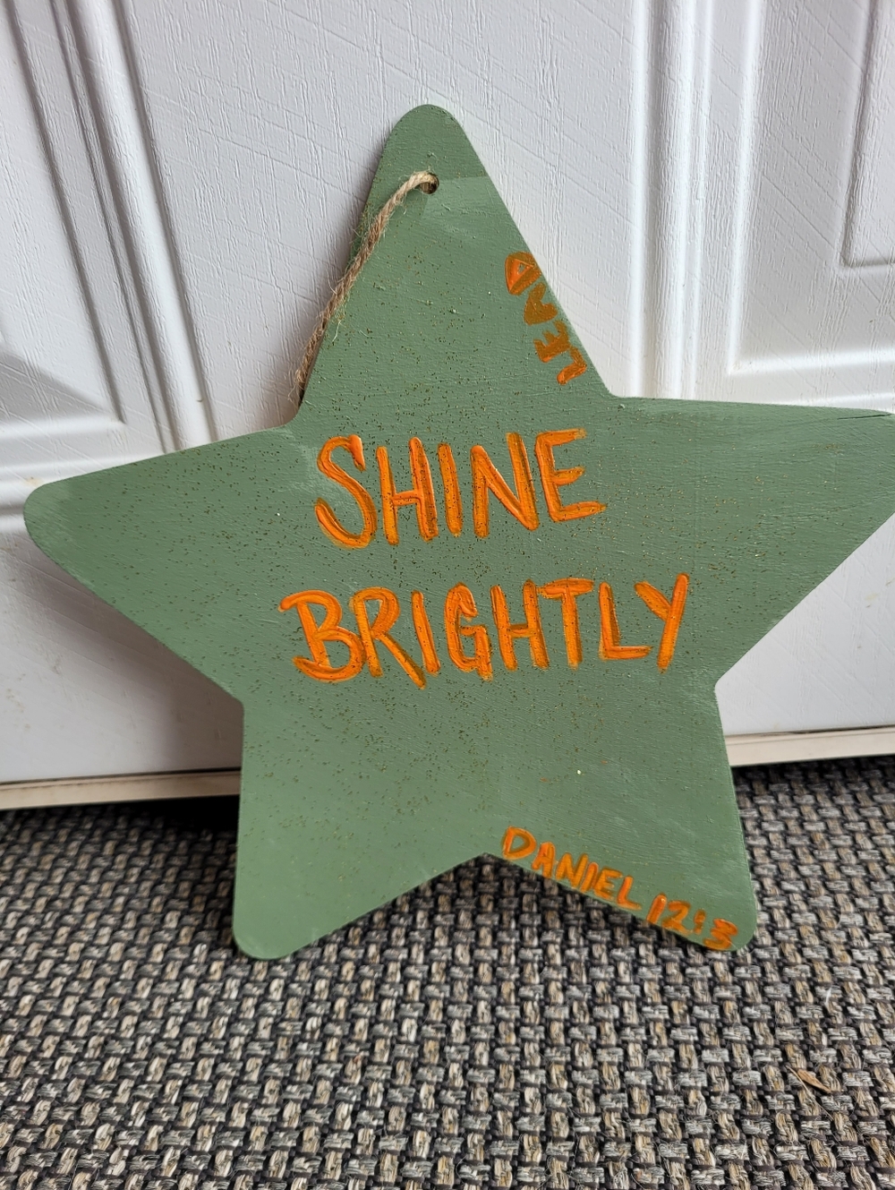 Hand-Painted Star Sign "Shine Brightly" Glows In The Dark